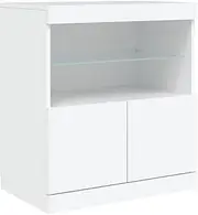 'vidaXL Modern White Sideboard with RGB LED Lights- Engineered Wood- Spacious Top Surface for Display- Ample Storage Accommodation