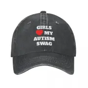 Casual Girls Heart My Autism Swag Baseball Caped Washed Snapback Cap Funny Humor