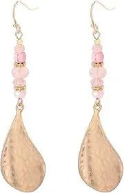 Earring Hoop,Nose Lip Rings,Stud Earrings,Earrings for Women, Fashion Golden Leaf Earrings Colorful Crystal Retro Ethnic Earrings Jewellery (Color : Pink, Size : One Size)