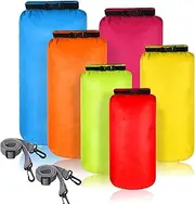 [Shappy] 6 Pcs Waterproof Dry Bag Set 6 Size Lightweight Sack and Long Adjustable Shoulder Strap 20/15/10/8/5/3l Outdoor Keep Gear Stuff Sack for Kayaking Camping Backpacking Boat Hiking(Bright Color)