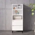 Highboard High Gloss White 40x36x110 cm Engineered Wood Storage Cabinet Fu 21246