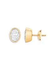 Bloomingdale's Fine Collection Certified Lab Grown Diamond Oval Bezel Stud Earrings in 18K Yellow Gold, 2.0 tcw
