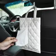 Car Facial Tissue Box Covers Holder PU Leather Auto Seat Back Hang Storage White