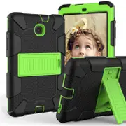 Silicone+PC Case 3-Layer Anti-fall Protective Cover Tablet Stand For Samsung Galaxy Tab A 8 inch T387(2018)-7black olivia