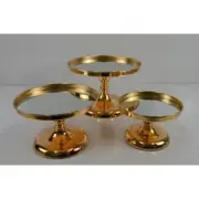 Set Of 3 Gold Plated Mirror Cupcake Stand Cupcake Prop Display Tray 20/25/30cm