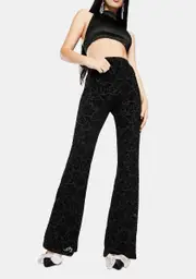 [Dolls Kill] Black Rose Brocade Jeevan High Waist Trousers