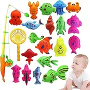 Euyehn Magnetic Fishing Pole Game | Magnetic Pole Rod Floating Fish,Sea Floating Fish Colorful Animals for 2 Players, Boys Girls, Learning Colors