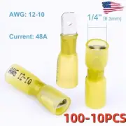 12-10AWG Terminal Spade Female/Male Heat Shrink Wire Yellow Connector Waterproof