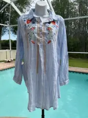 Kyla Seo Aisha Tunic Caite Karyn Top Women's Small Embroidered Linen Cotton NWT