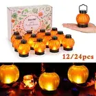 3D Pumpkin LED Tea Lights 12/24pcs Battery Operated Candles Lantern Halloween