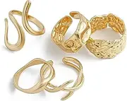 [Generic] Chunky Stackable Gold Knuckle Ring Set for Women Fashion Twisted Open Statement Rings Boho Silver Joint Finger Thumb Rings Jewelry Gifts