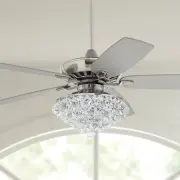 52" Ceiling Fan with LED Light Dimmable Remote Brushed Nickel for Living Room