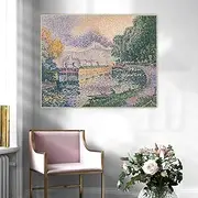 Diamond Painting Kits Paul Signac《The Tugboat,Canal in Samois》 Full Drill Diamond Dots Paintings Picture Arts Craft for Home Wall Art Decor