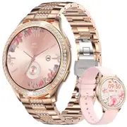LIGE New Fashion Bluetooth Call Smart Watch Women Physiologic Function Sports Bracelet Waterproof Custom Dial Smartwatch Ladies (Gold)