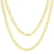 14K Yellow Gold 5mm Solid Curb Cuban Chain Link Mens Womens Necklace 20"