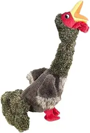 KONG Shakers Honkers Turkey Dog Toy, Plush Turkey Fetch Toy, Large, 100g, Multi, Animal Print, 22cm