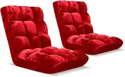 Floor Recliner Folding Lounge Sofa Futon Couch Folding Chair Cushion Red x2
