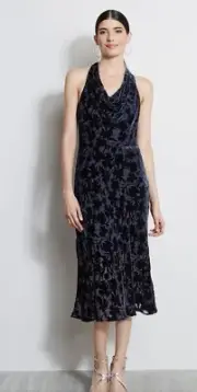 Ellie Tahari Burnout Velvet Halter Dress Size 2