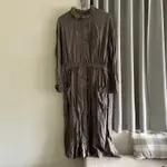 無印良品 日本購回 IDEE POOL亞麻襯衫洋裝 灰棕 ONESIZE