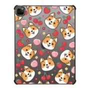 iPad Pro 12.9-inch (5th/6th gen) iPad Impact Case Cute Corgi with Peach Cherry Strawberry - Kawaii Dog Anime Puppy with Sweet Pink Fruits