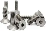2/5/10Pcs M2 M2.5 M3 M4 M5 M6 M8 TA2 Pure Titanium Gr2 Hexagon Hex Socket Head Flat Countersunk Bolt Screw L=3-60mm DIN7991 (Color : 5mm, Size : 10pcs M2)