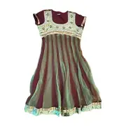 WORN ONLY ONCE: Beautiful green and brown Indian outfit churidar with dupatta