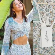 ARNHEM Womens Size 6 or US 2 Organic Cotton Lucia Blouse Top in Ocean NEW + TAGS