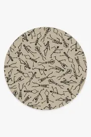 245' Round | Machine Washable Runner Rug | Kid & Pet Friendly | Indoor Rug | Bone Dance White Rug | Ruggable