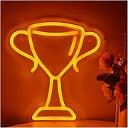 Sign Lamp Champion Trophy Cup Neon Sign USB Powered Dimmable Lights Signs For Shop Recreation Room Party Wall Decoration 22cm×23.8cm