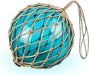 SAILINGSTORY Glass Fishing Float Nautical Decorative Glass Ball Buoy Coastal Beach Decor 10" Sky Blue