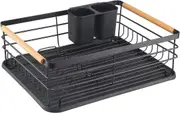 Dish Drainer & Drainer Board for Plates, Cups, Dishes, Drainer Wooden Handle