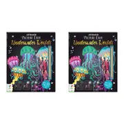 2x Art Maker Picture Etch Underwater Worlds Colouring Activity Book Art/Craft