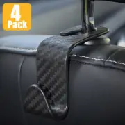 4Pcs Black Carbon Fiber Car Back Seat Headrest Hooks Storage Hook Tool Universal (for: Renault)