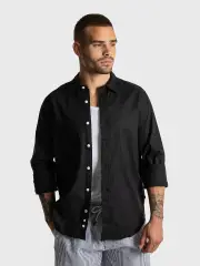 Long Sleeve Linen Blend Shirt