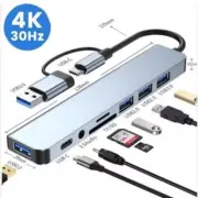 8-IN-1 USB HUB USB C Docking Station High Speed Transmission 4K HDMI Splitter