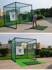 9.8ft Golf Practice Hitting Cage Net Target with Traning Balls Sponge Sleeve