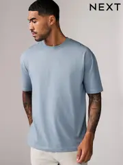 Light Sky Blue Relaxed Fit Essential Crew Neck Cotton T-Shirt (E01210) | $15