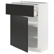 METOD / MAXIMERA base cabinet with drawer/door, white/Nickebo matt anthracite, 60x37x80 cm