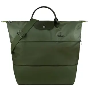 【LONGCHAMP】LE PLIAGE GREEN系列刺繡短把再生尼龍延展兩用旅行袋(多色選)