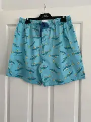 Peter Alexander Mens Pyjama Shorts Blue Fish Large