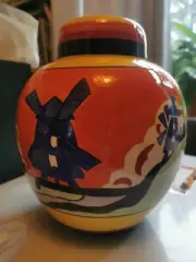 Clarice Cliff Bizarre Wedgwood Blue Windmill Jar Rare Staffordshire - WB4
