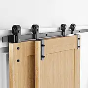 6.5FT/2M Bypass Sliding Barn Door Hardware Kit for Double Doors 6.5ft Double Barn Door Hardware Kits Bypass Barn Door Hardware Kit 6.5ft Bifold Barn Door Hardware Kit, Smooth & Quiet Operation