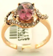 18K ROSE GOLD - PINK TOURMALINE (1.15Ct) DIAMOND (.15Ct) RING / SIZE 6.5