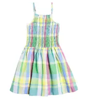 [The New Society] The New Society Malibu checked cotton and linen dress Y 14 multicoloured