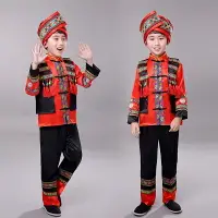 在飛比找樂天市場購物網優惠-少數民族兒童舞男女童廣西云南苗族壯族舞蹈服傣族葫蘆絲演出服裝