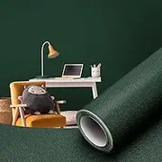 Orgthin Peel and Stick Wallpaper Contact Paper Self Adhesive 15.7" x 393.7", Solid Color Waterproof, Vinyl Wall Paper Roll, Textured Wallpaper Removable for Cabinets Countertop Shelf, Dark Green