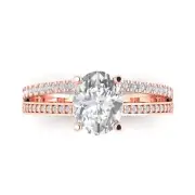 3.12ct Oval Cut split shank Moissanite Promise Bridal Wedding Ring 14k Rose Gold