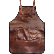 Chef Apron For Men Women Waterproof Leather Apron With Pockets Cr -Sy