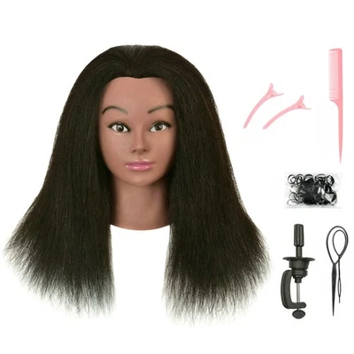 100% Human Hair Mannequin Head for Hairdresser Practice, Braiding & Styling