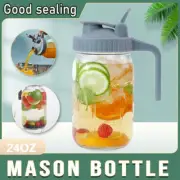 24oz Mason Jar with Lid Carrying Handle Airtight Glass Jar for Drinks or Storage
